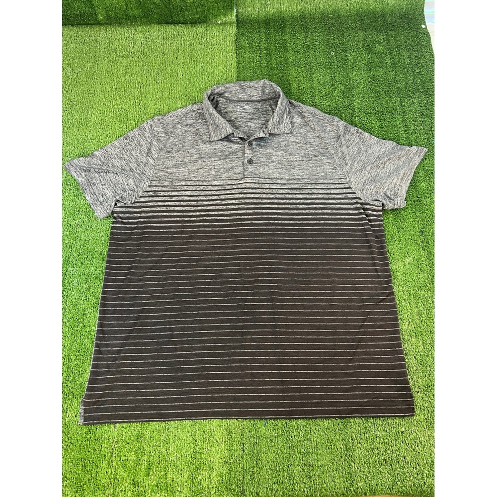 Champion Duo Dry Mens XXL‎ Gray Black Striped Gradient Golf Polo Shirt
